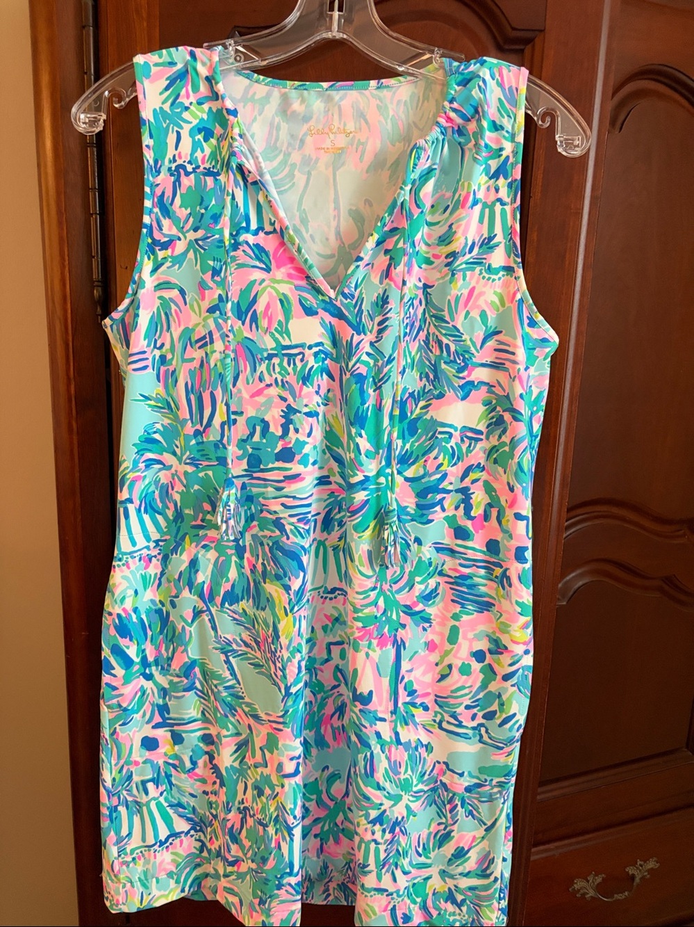 Lilly Pulitzer Turquoise, Pink & Green Sleeveless Printed Dress/Cover up